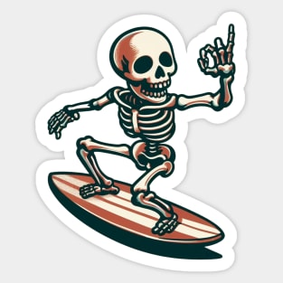 Surfing Skeleton 2 Sticker